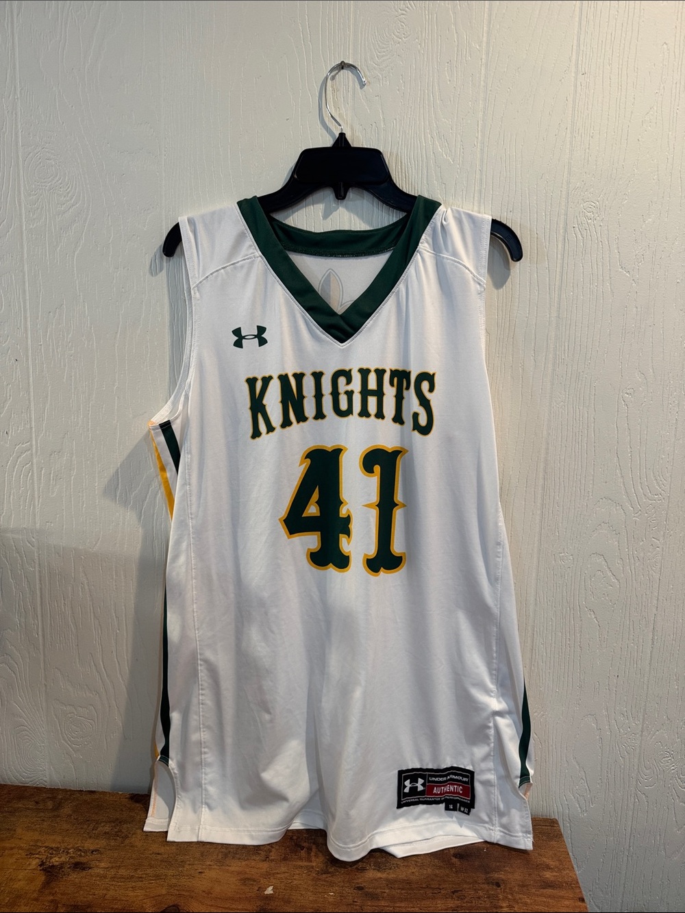 Under Armour White Green & Gold Knights Basketball Jersey 41